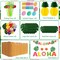 135 Pcs Luau Party Decoration Set Hawaiian Tropical Including 9 feet Hawaiian Luau Grass Table Skirt, Hawaiian Flowers, Palm Leaves, Multicolored Umbrellas, Paper Pineapple, Pineapple Décors